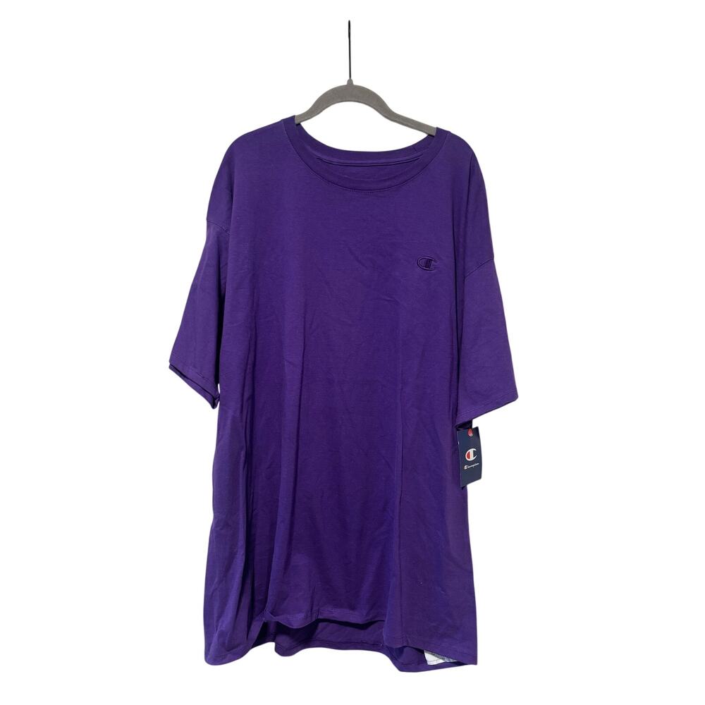 Champion Purple T-Shirt Men’s 2XL Big Logo Short Sleeve Crew Neck NWT Cotton - Picture 2 of 5